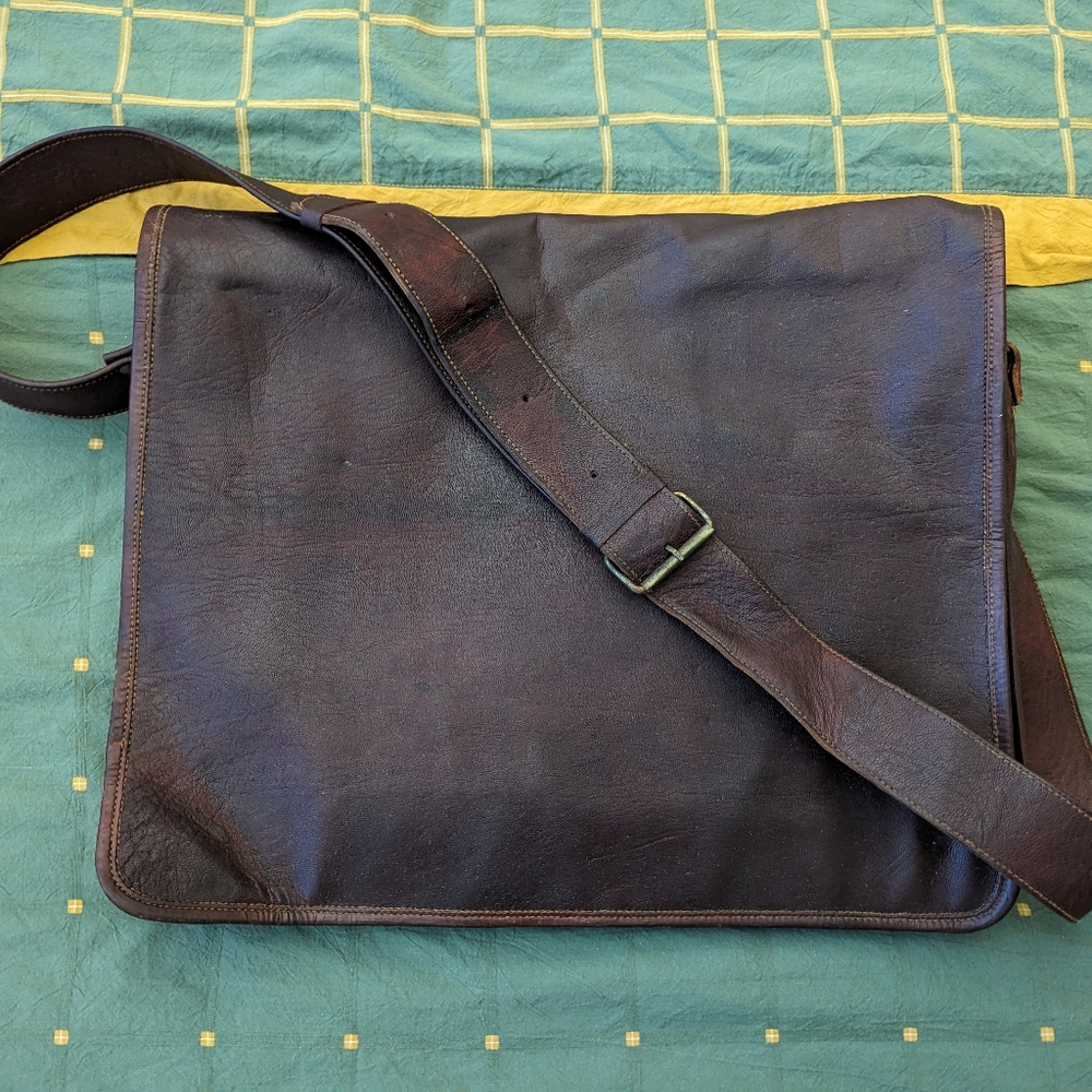 Large Brown Leather Messenger Bag